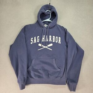 Sag Harbor Hoodie Mens Small Blue 84 Blue Graphic Fleece Pullover Sweatshirt